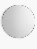 RRP £60 Boxed Small Round Metal Framed Mirror In Grey