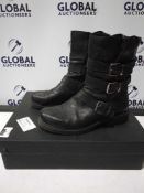 RRP £150 Boxed John Lewis Otter Buckle Leather Ankle Boots In Black Size 7