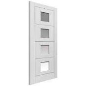 RRP £180 Jb Kind Internal White Primed Smooth Four Panel Clear Glass Door