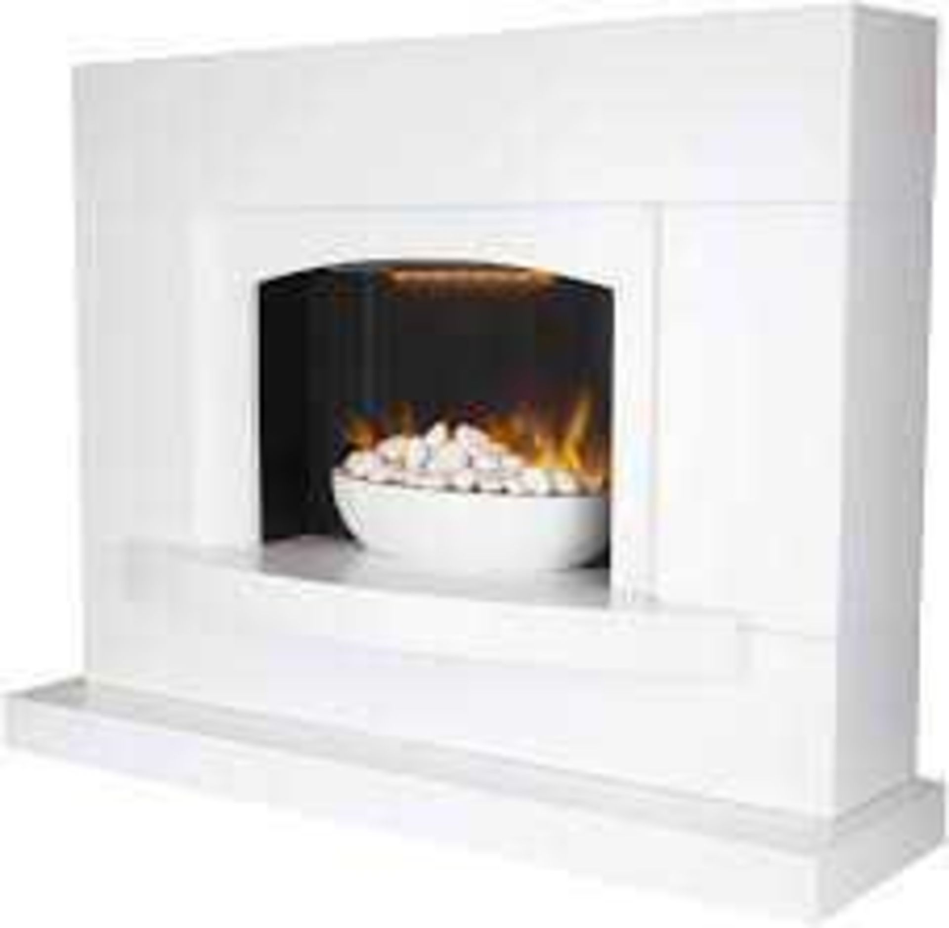 RRP £400 Boxed Warmlite Oxford Pebble Electric Fireplace Suite With Adjustable Thermostat