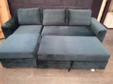 RRP £1000 Blue Velvet Three Seater Sofa Bed