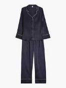 RRP £120 Bagged John Lewis Silk Piped Pj In Black Silk And White Trim