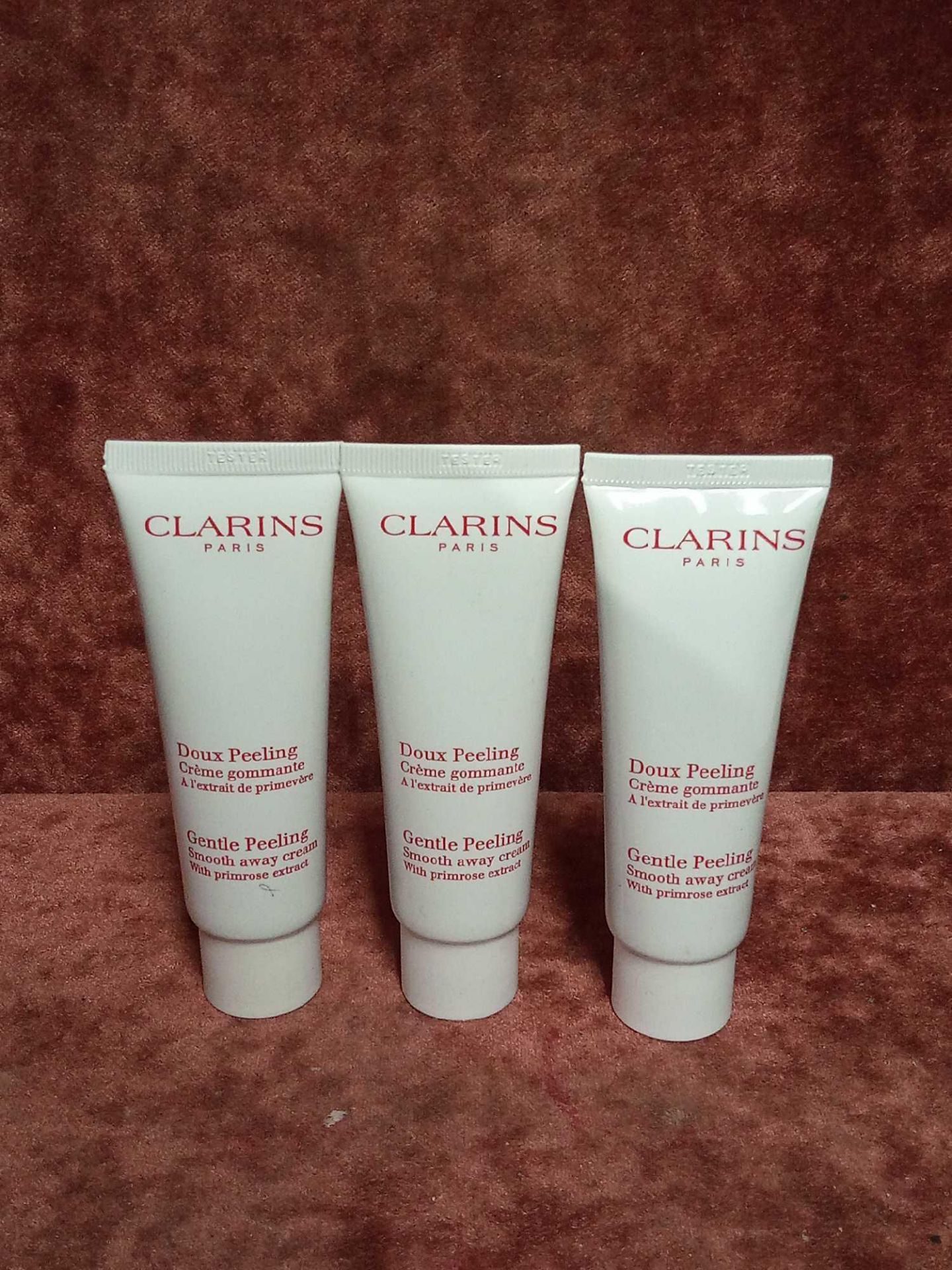RRP £100 Gift Bag To Contain 3 Clarins Gentle Peeling Smooth Away Cream With Primrose Extract 50Ml T