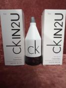RRP £100 Lot To Contain 2 Boxed 100Ml Tester Bottle Of Calvin Klein Ckin2U For Him Eau De Toilette S