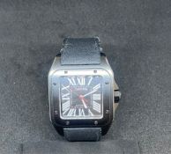 Discontinued Cartier Santos 100 Black Out 2016 Box And Papers (Appraisals Available On Request) (