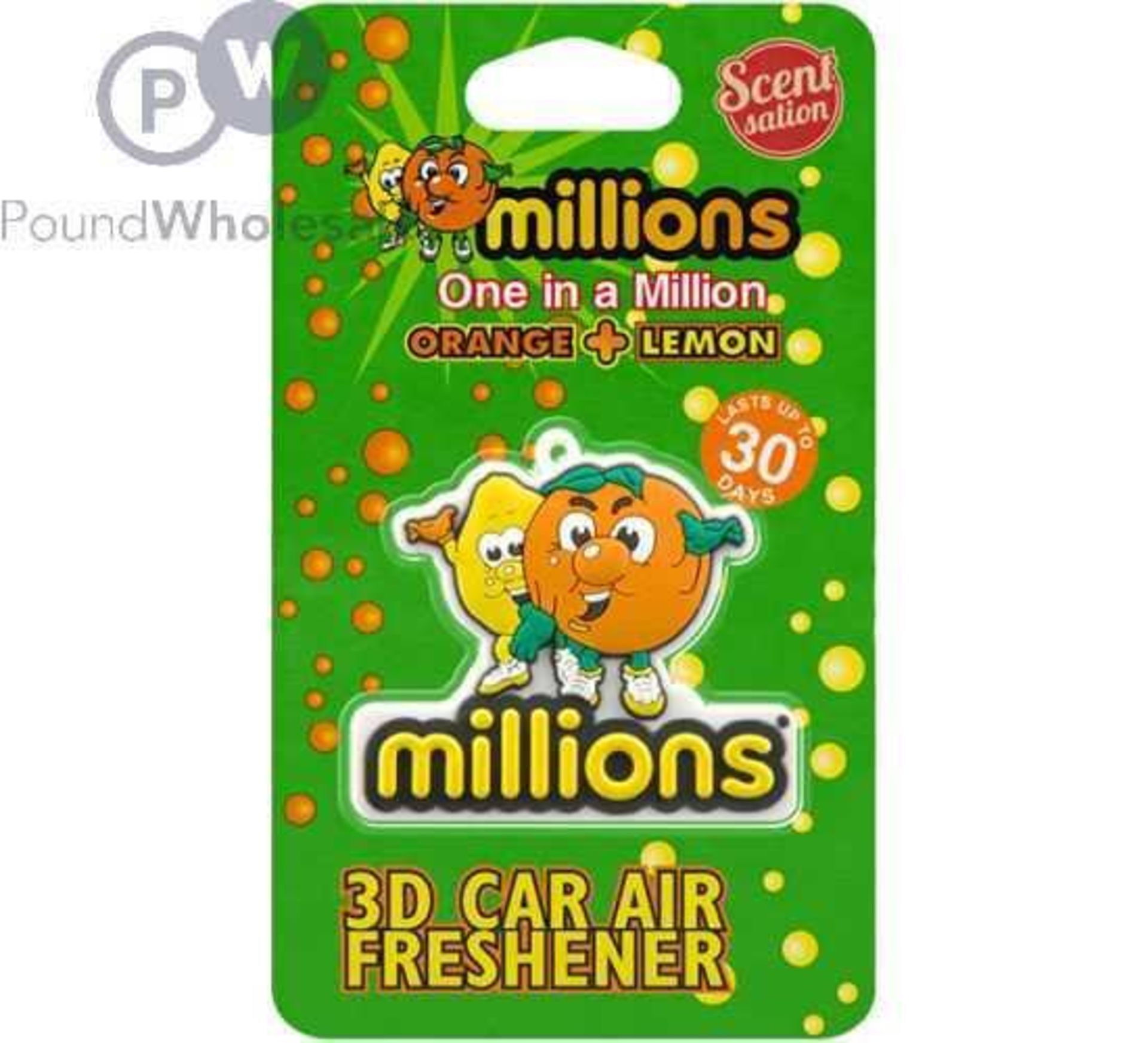 RRP £250 Lot To Contain 125 Brand New Millions Orange And Lemon Scented 3D Car Air Freshener