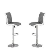 RRP £160 Boxed Pair Of Ritz Grey/White Bar Stools