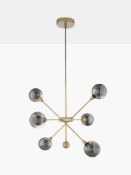 RRP £210 Boxed John Lewis Huxley 6 Light Led Ceiling Pendant In Steel Finish