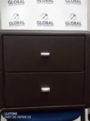 RRP £200 Boxed Meubelco Brown 2 Drawer Night Stand