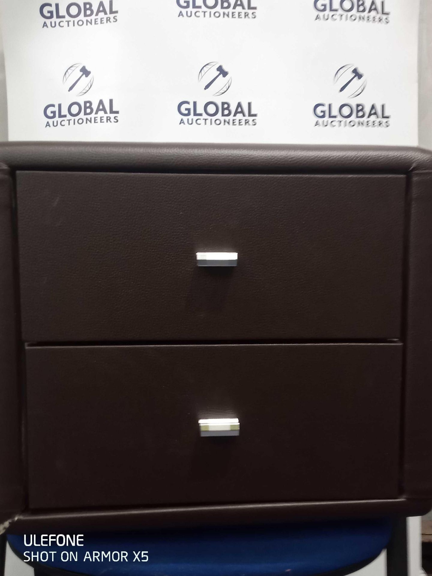 RRP £200 Boxed Meubelco Brown 2 Drawer Night Stand