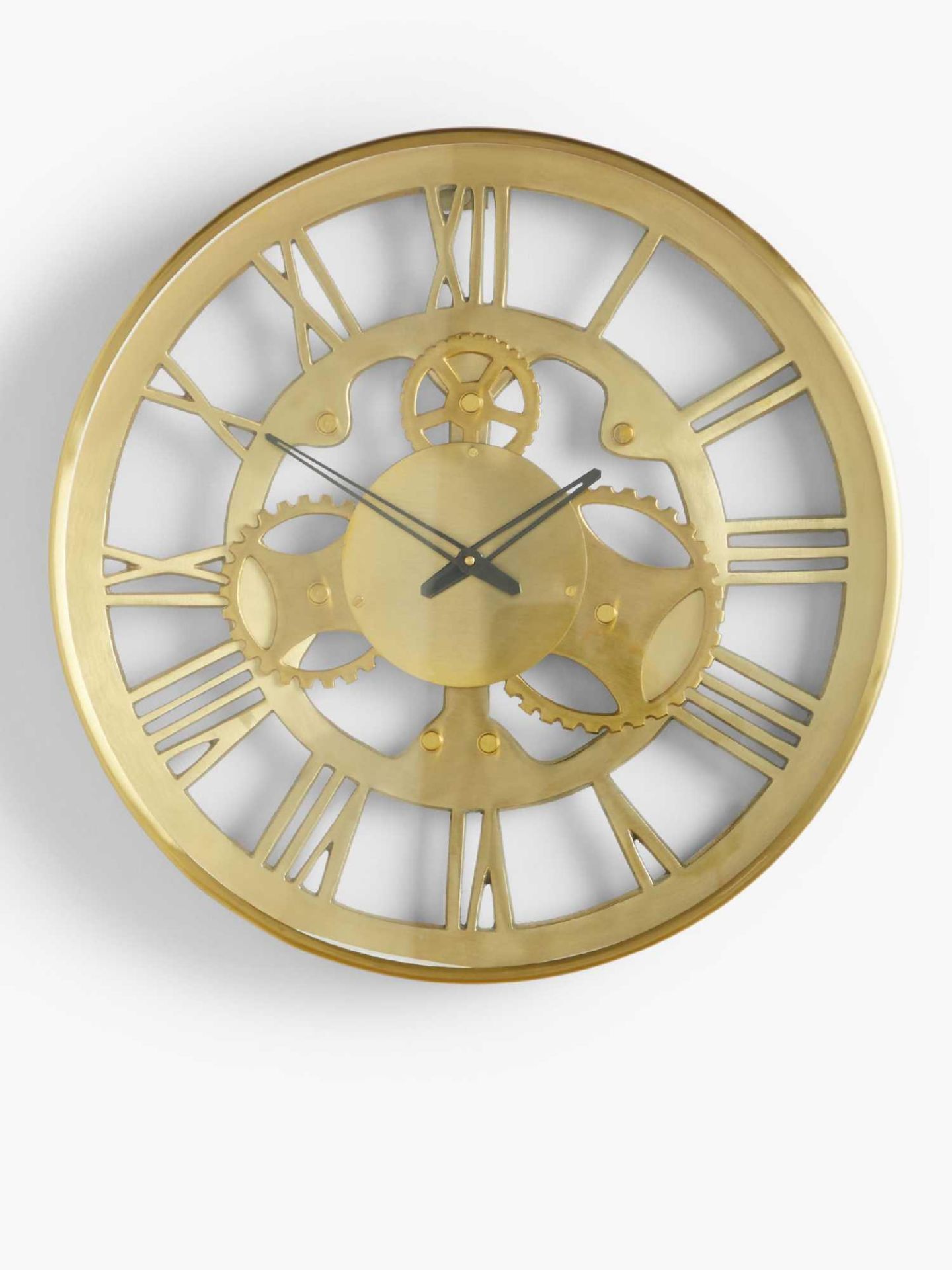 RRP £130 Boxed John Lewis Skeletal Roman Numeral Gold Wall Clock