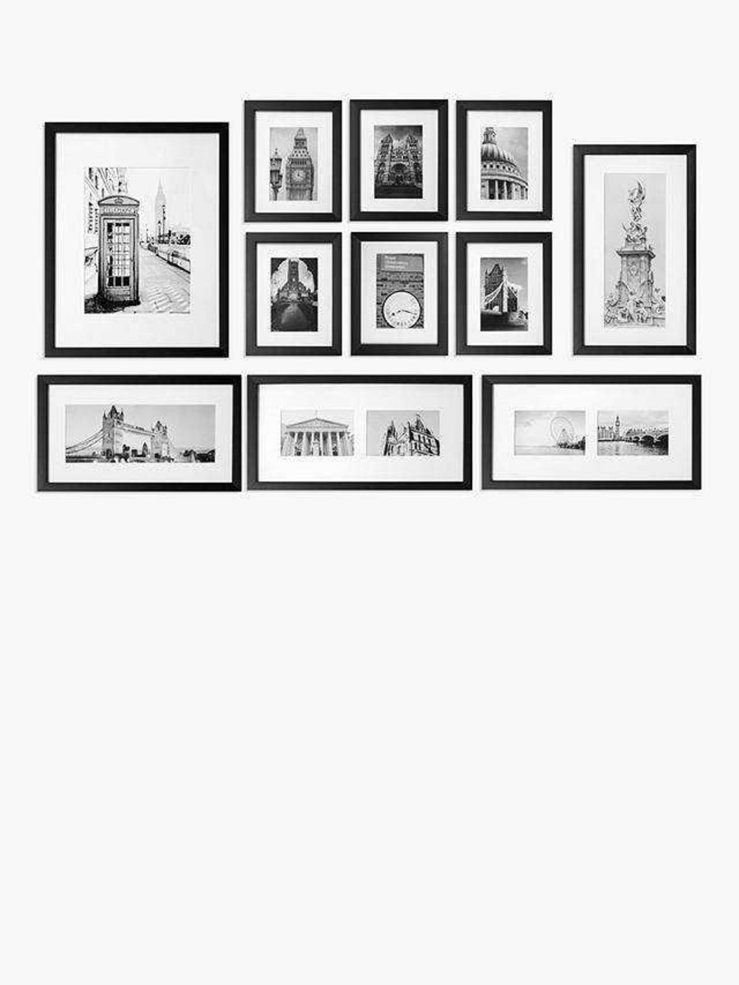 RRP £100 Boxed John Lewis Gallery City Set 11 Mounted Frames
