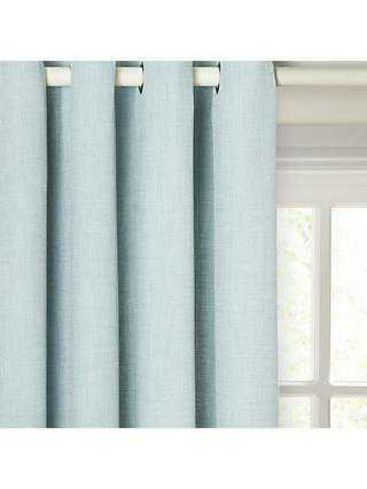 RRP £160 One Pair Of Eyelet Curtains Faux Silk Duck Egg 228X182Cm