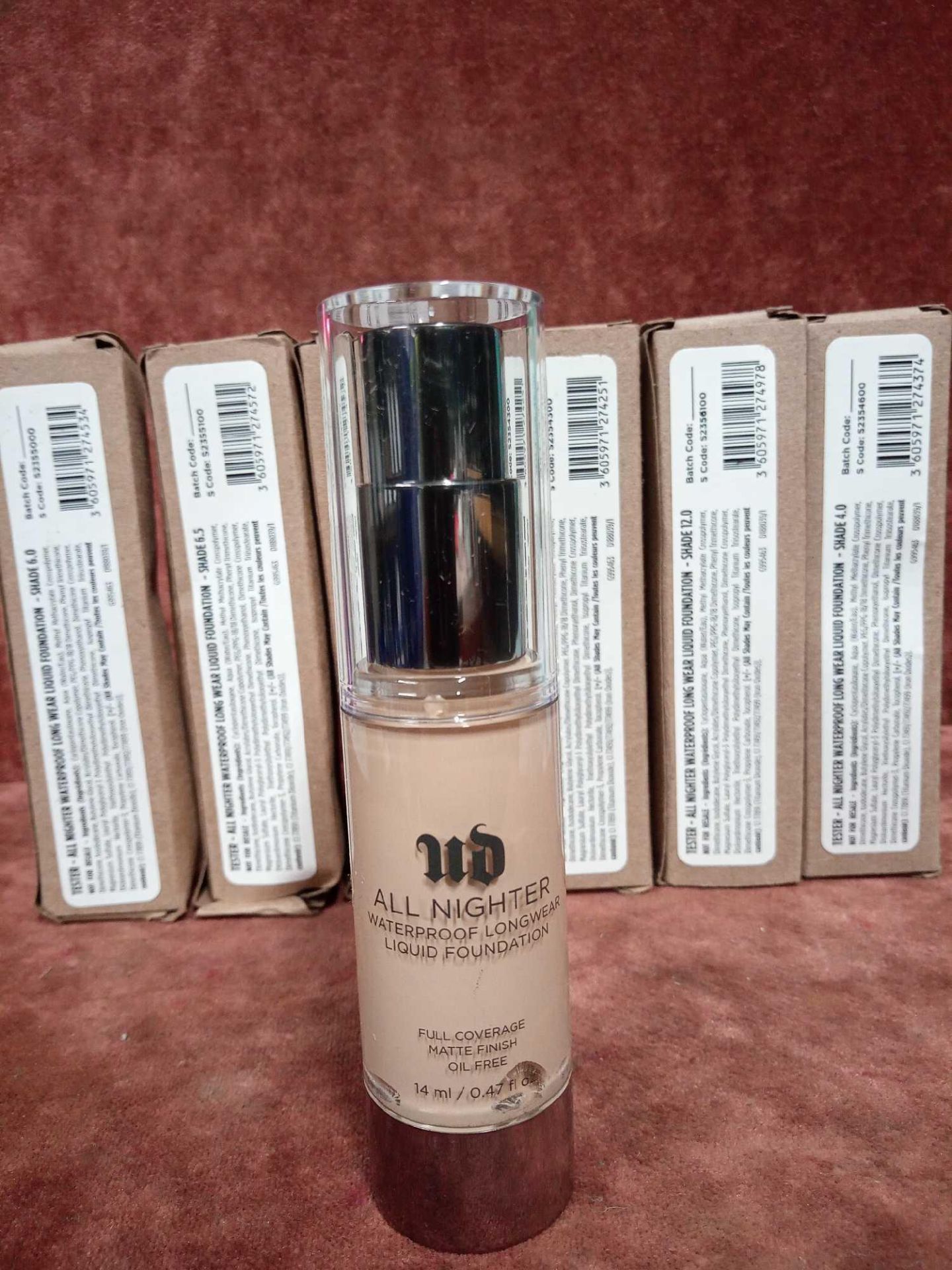 RRP £210 Gift Bag To Contain 7 Urban Decay All Nighter Waterproof Longwear Liquid Foundation Testers