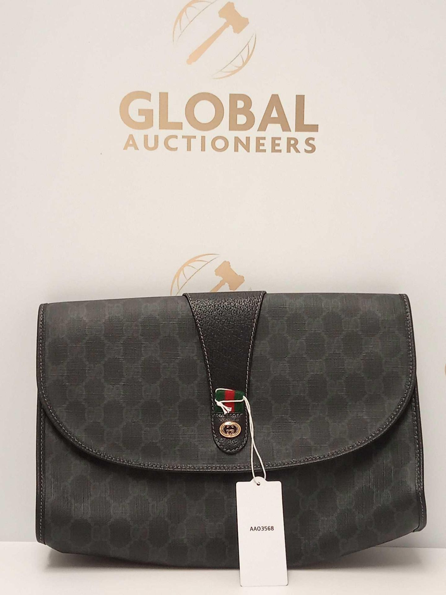 RRP £1050 Gucci Accessory Collection Supreme Coat Ed Canvas Black Bag Aa03568, Grade A (Appraisals