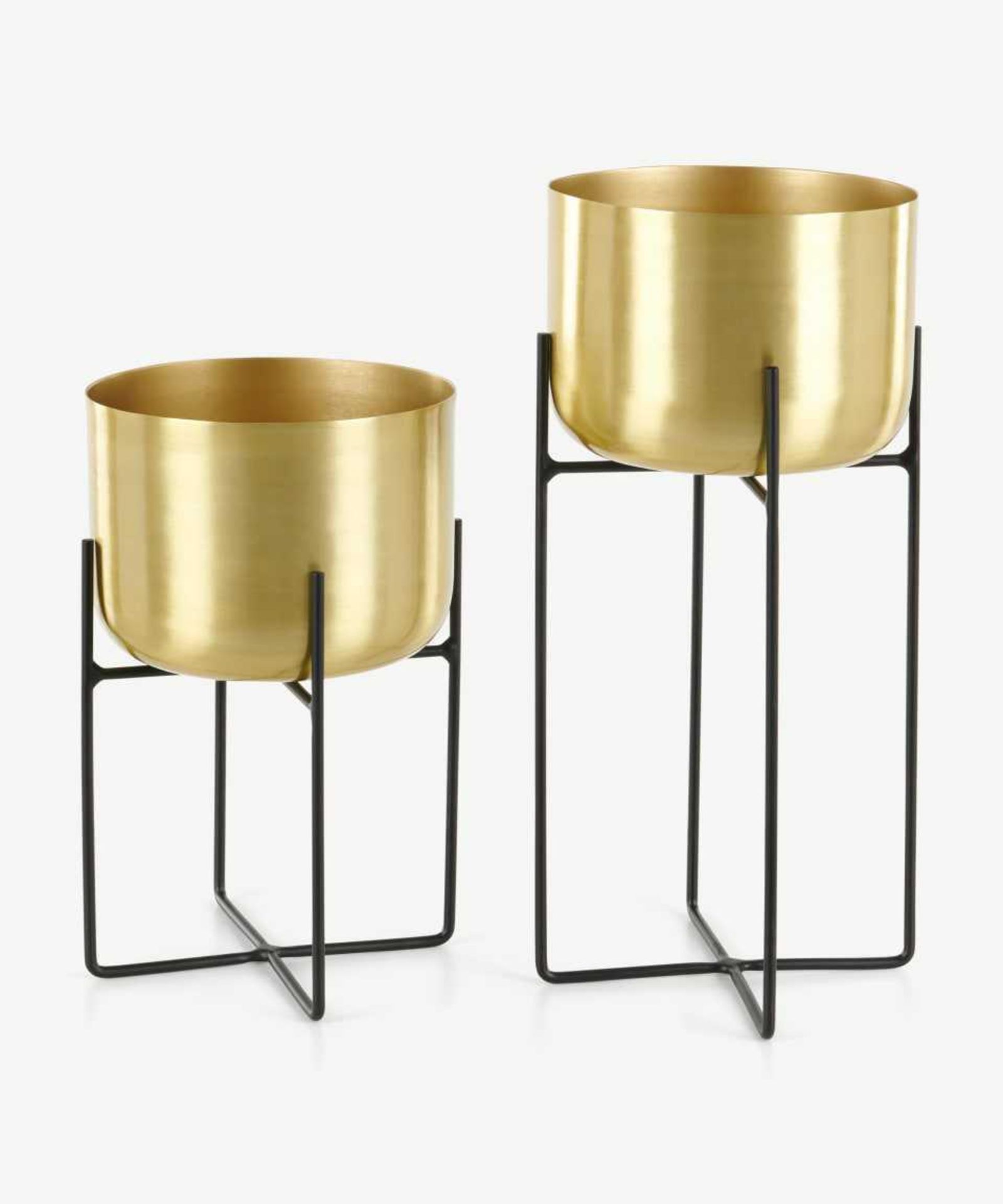 1x Made.com Salix Set Of Two Large Plant Stands Brass RRP £99