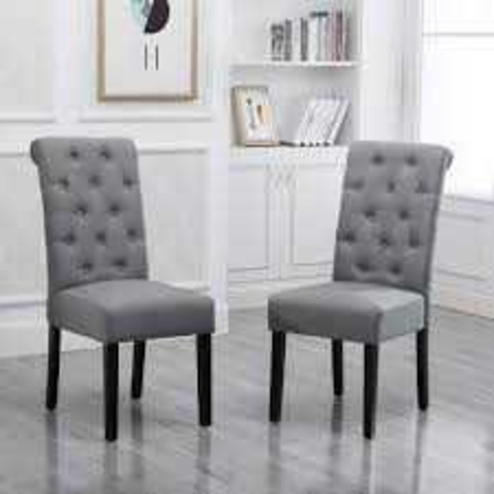 RRP £130 Boxed Fabric Upholstered Dining Chair In Grey