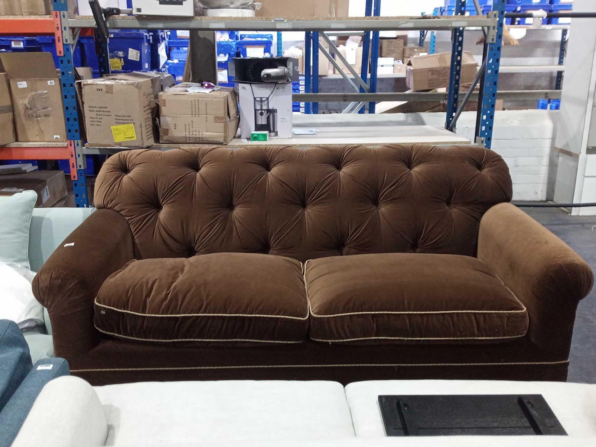 RRP £550 Large 3 Seater Brown Suede Designer Sofa