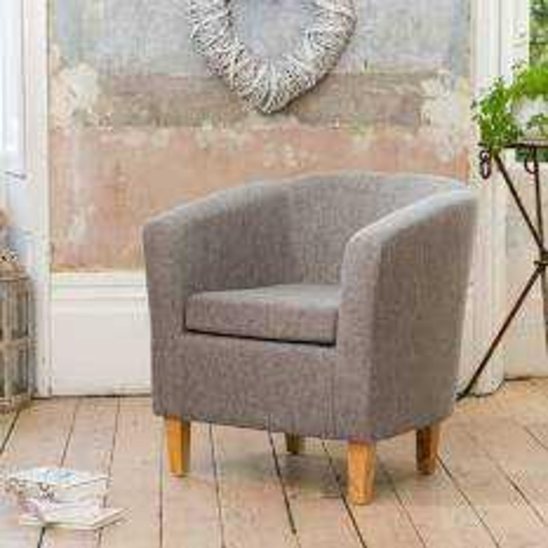 RRP £150 Boxed Grey Fabric Tub Chair