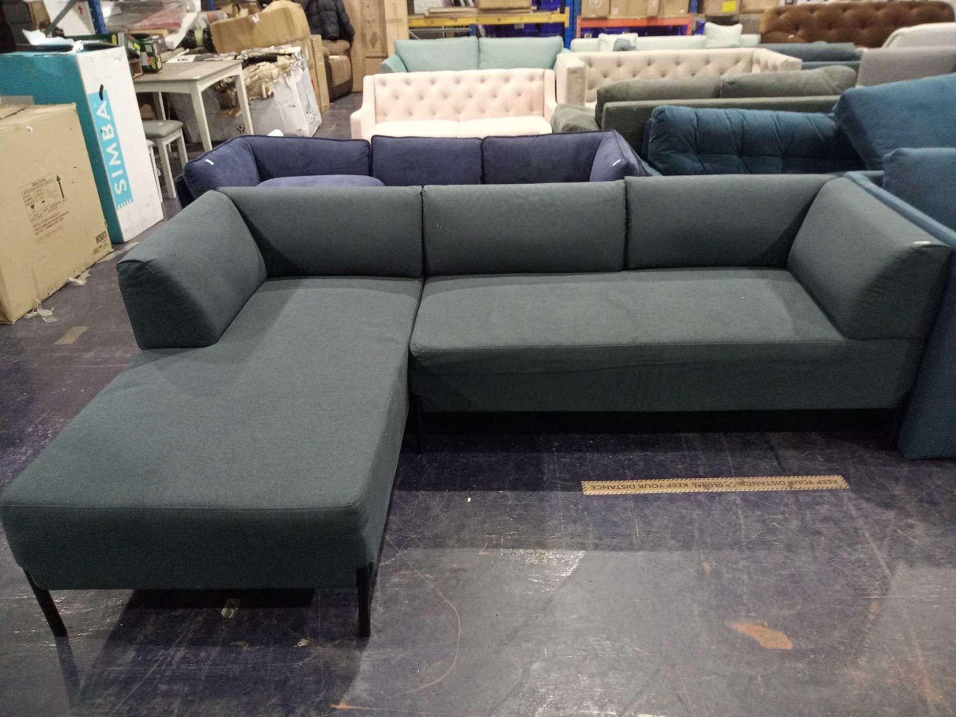 RRP £1100 Made Left Hand Side Corner Sofa In Blue