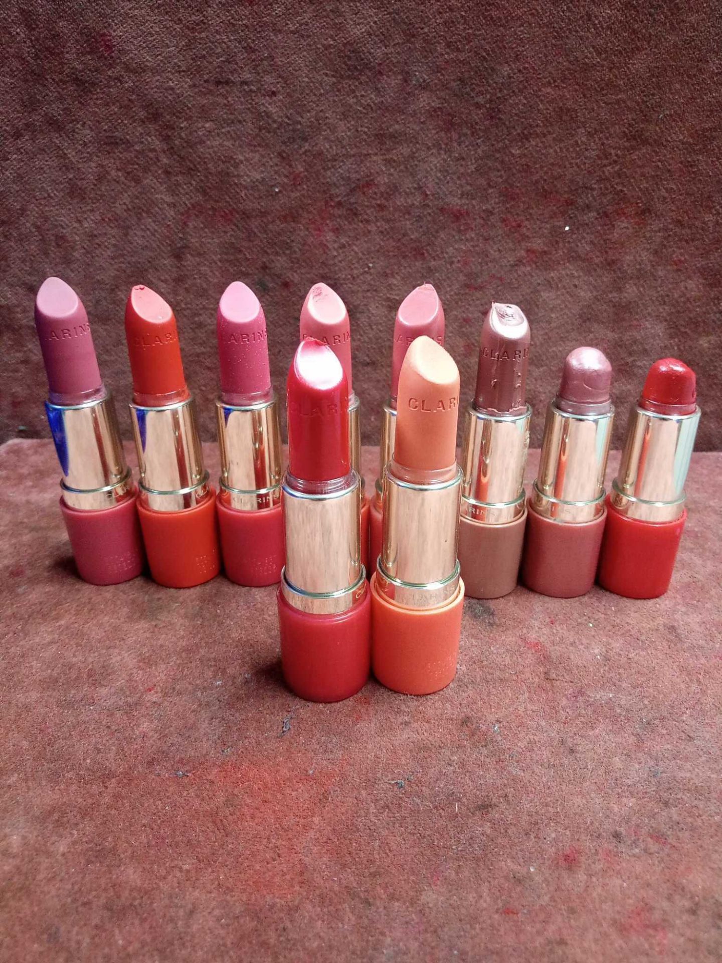 RRP £220 Lot To Contain 10 Testers Of Clarins Joli Rouge Lipsticks In Assorted Shades Ex-Display