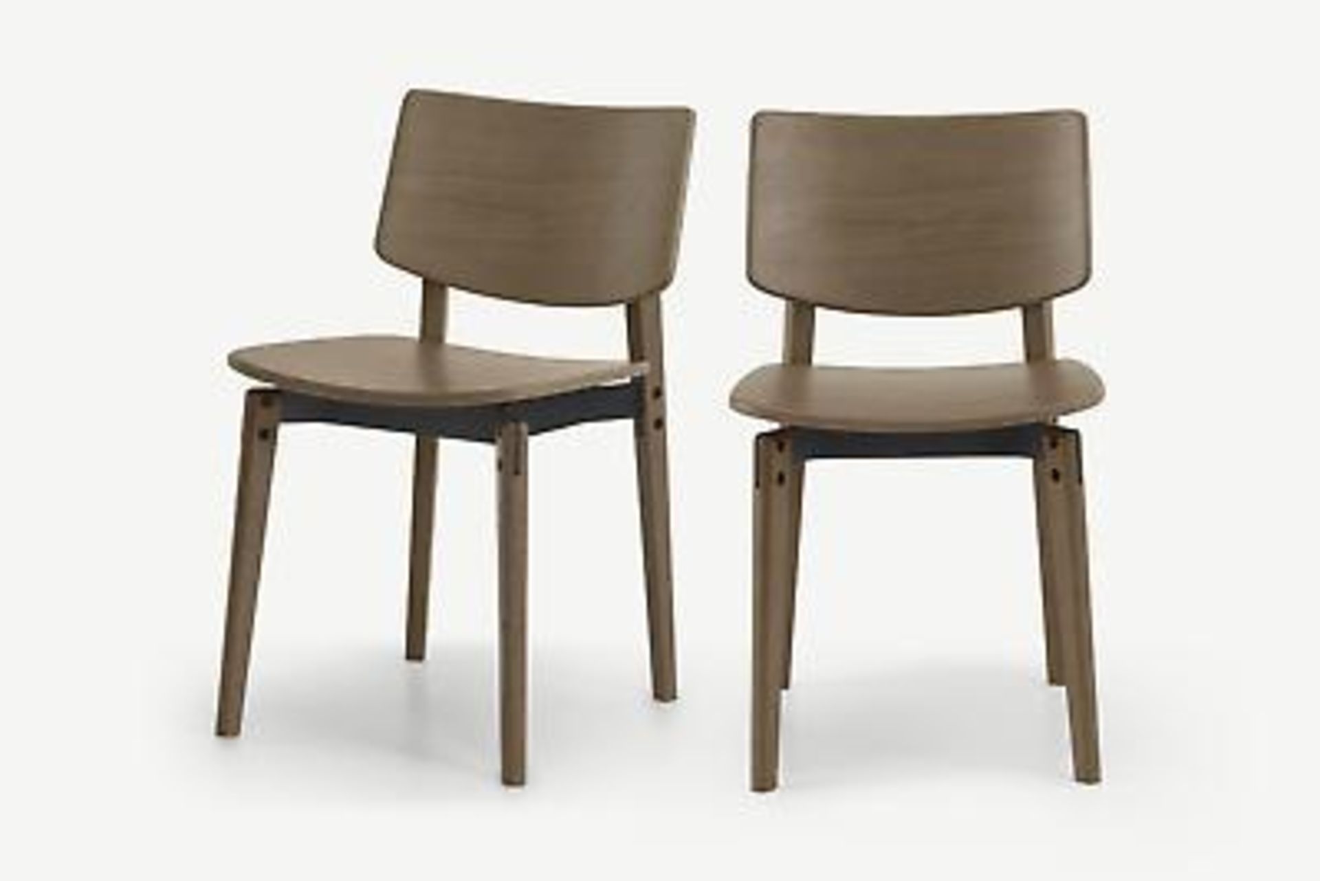 RRP £170 Boxed Made.Com Mellor Set Of 2 Dining Chairs Dark Stained Oak And Textured Charcoal