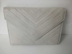 RRP £900 Yves Saint Laurent Grey Leather Clutch Bag Grade A (Aa06328) (Appraisals Available On