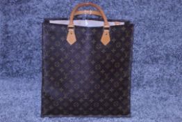 RRP £1,950 Louis Vuitton Sac Plat Shoulder Bag, Brown Coated Monogram Canvas 35x37x5cm, Condition