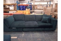 Made.Com RRP £1,100 Midnight Blue Firm Three Seater Sofa With Black Legs, Incomplete (773)(
