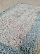 RRP £230 Bagged Cozee Homme Grey And Blue Shaggy Floor Rug.