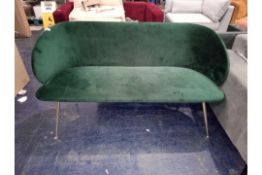 Made.Com RRP £649 Suede Emerald Green Curved Back Sofa With Gold Legs (771)(Appraisals Available