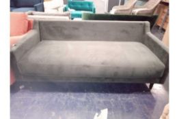 RRP £1,100 Swoon Large Graphite Grey Suede Firm Sofa With Black And Chrome Legs (770)(Appraisals
