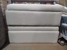 RRP £450 Soft Grey Fabric Upholstered Ottoman Storage Footstool With Metal Legs