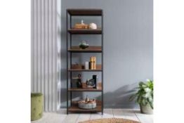 Made.Com RRP £700 Five Tier Bookshelf In Dark Wood And Black Frame (807) (Appraisals Available On