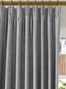 RRP £130 Bagged Pair Of John Lewis Pencil Pleat Textured Weaved Curtains Pale Grey
