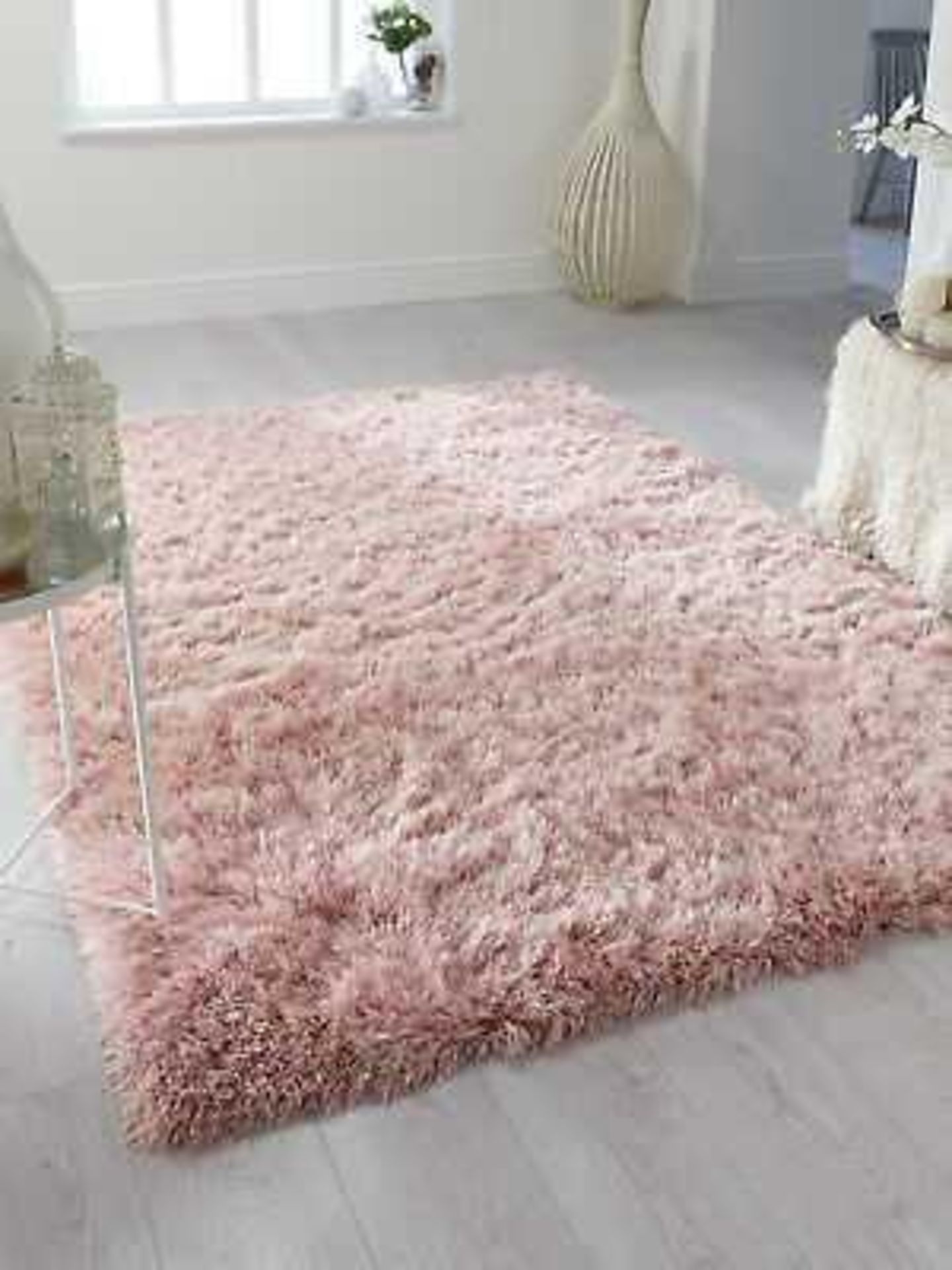 RRP £140 Bagged Julien Macdonald Hand Loomed Sparkle Rug In Blush Pink