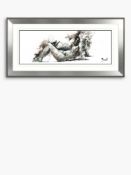 RRP £120 Unboxed John Lewis Joanne Boon Thomas Reclining Blue Lady Silver Framed Graphic Wall Print