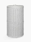RRP £130 Unboxed John Lewis Rattan Round Laundry Basket In White