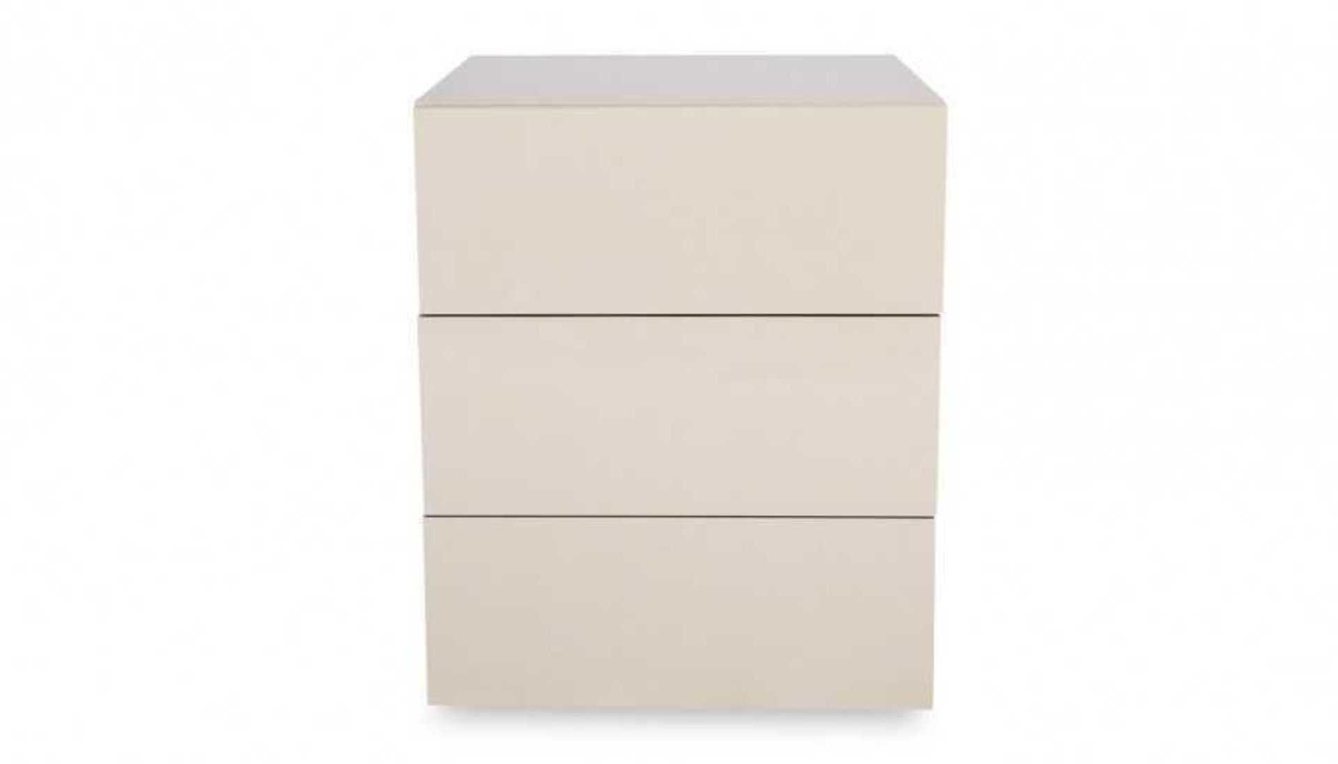 RRP £620 Unboxed Heals Space 3 Draw Bedside Unit White Matt Lacquer - Image 2 of 2