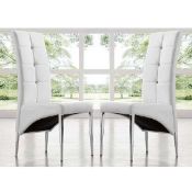 RRP £200 Lot To Contain 2 Boxed Complete Vesta White Studded Dining Chairs