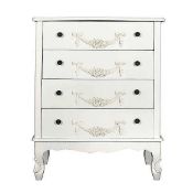 RRP £150 Boxed Dunelm Toulouse 4 Drawer Cabinet Ivory Painted Finish H69Xw47Xd37Cm