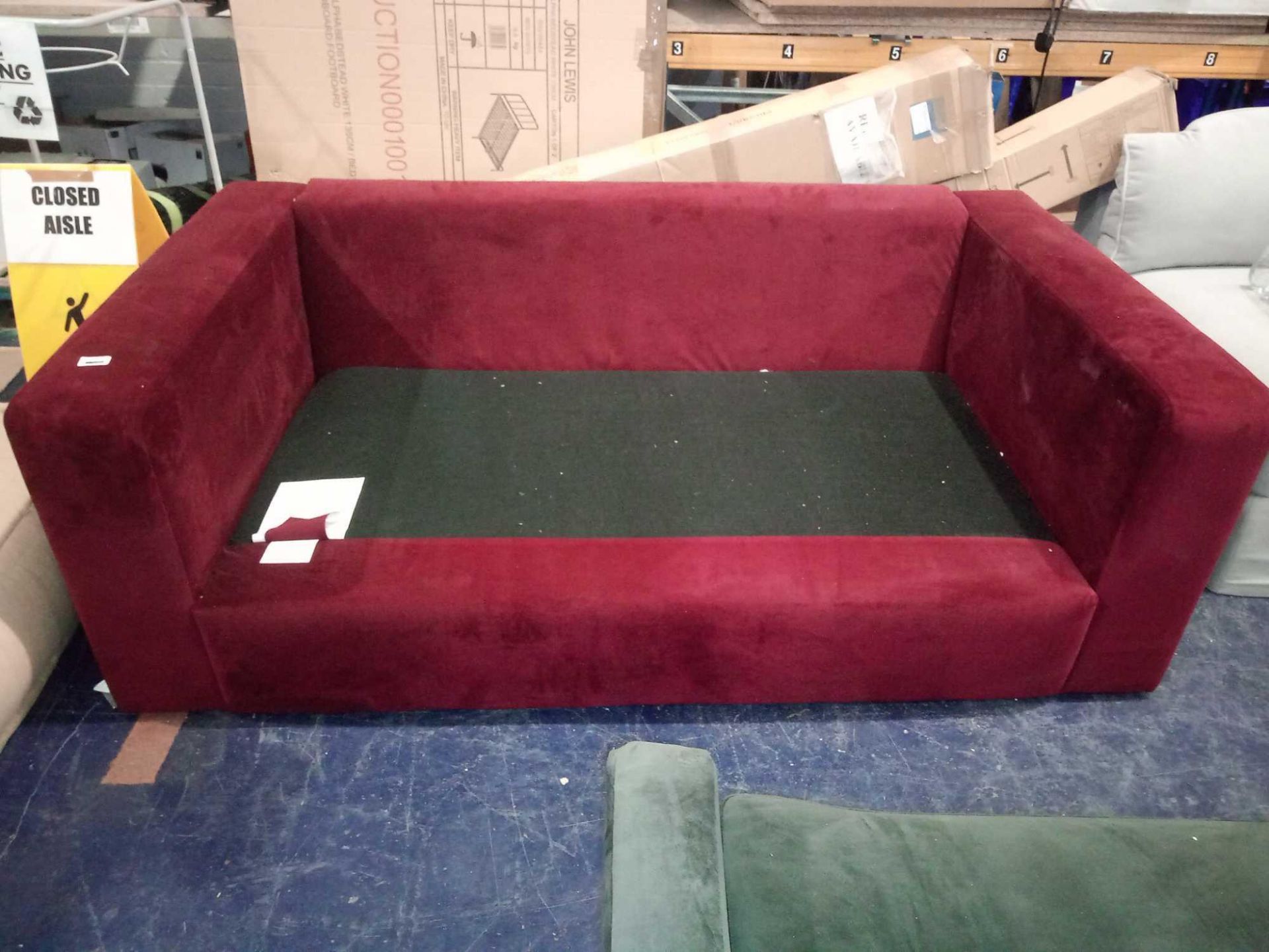 RRP £899 Large Two Seater Crimson Red Velvet Sofa