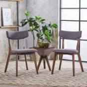 RRP £150 Boxed Noble House Home Furnish Abrielle Dark Grey And Natural Walnut Dining Chair