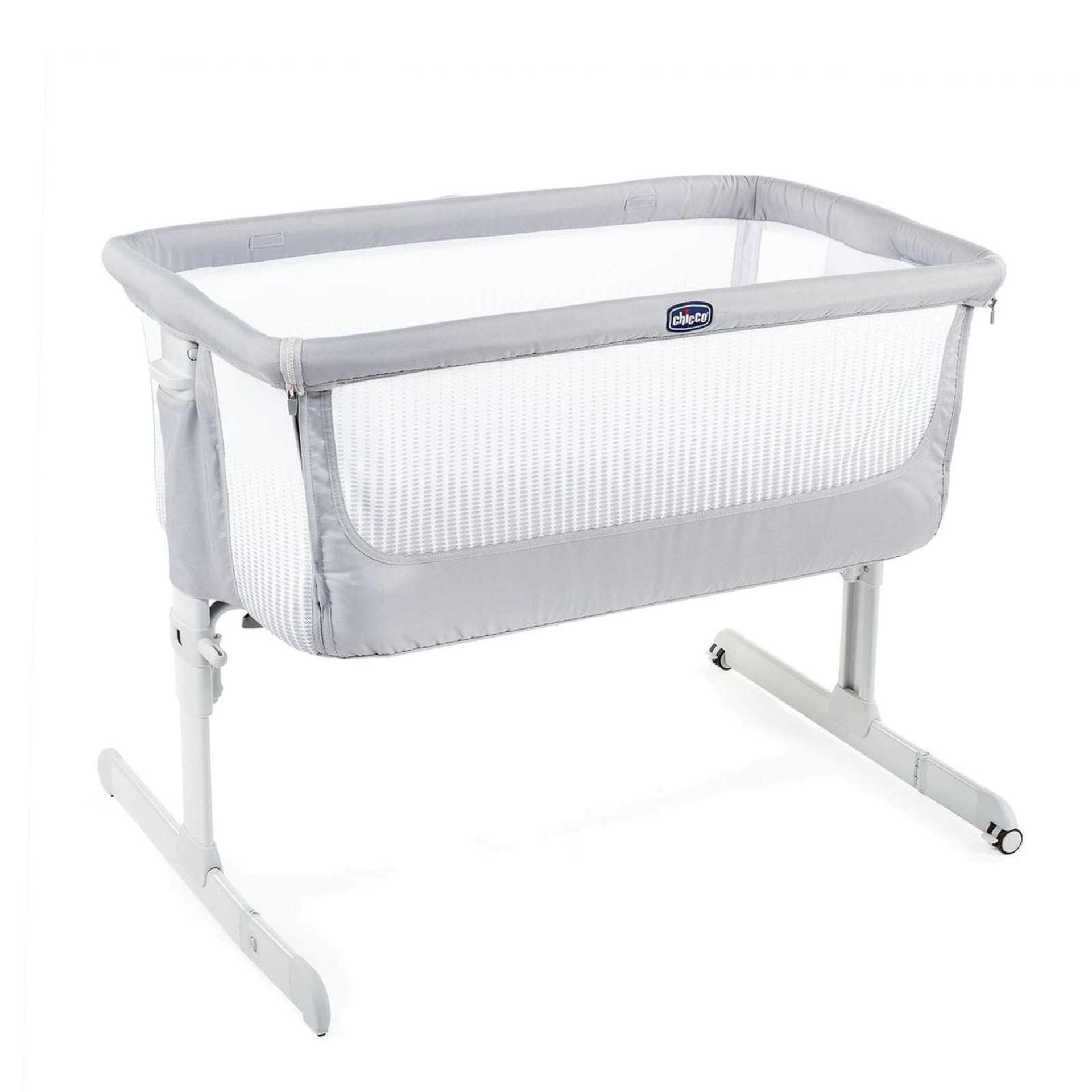 RRP £180 Boxed John Lewis Chicco Next 2 Me Air Bedside Crib In Titanium