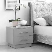 RRP £130 Boxed Fossano Grey High Gloss Bedside Table