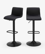 RRP £130 Made.Com Set Of 2 Sean Adjustable Bar Stools Black Barsea001Bla-Uk