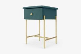 Made.Com RRP £129 Maddie Bedside Table Teal And Brass I Stbma006Tea-Uk