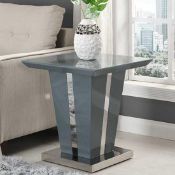RRP £180 Boxed Memphis High Gloss Lamp Table With Glass Top