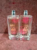 RRP £140 Lot To Contain 2 Unboxed Tester Bottles Of Juicy Couture Viva La Juicy La Fleur Eau De Toil