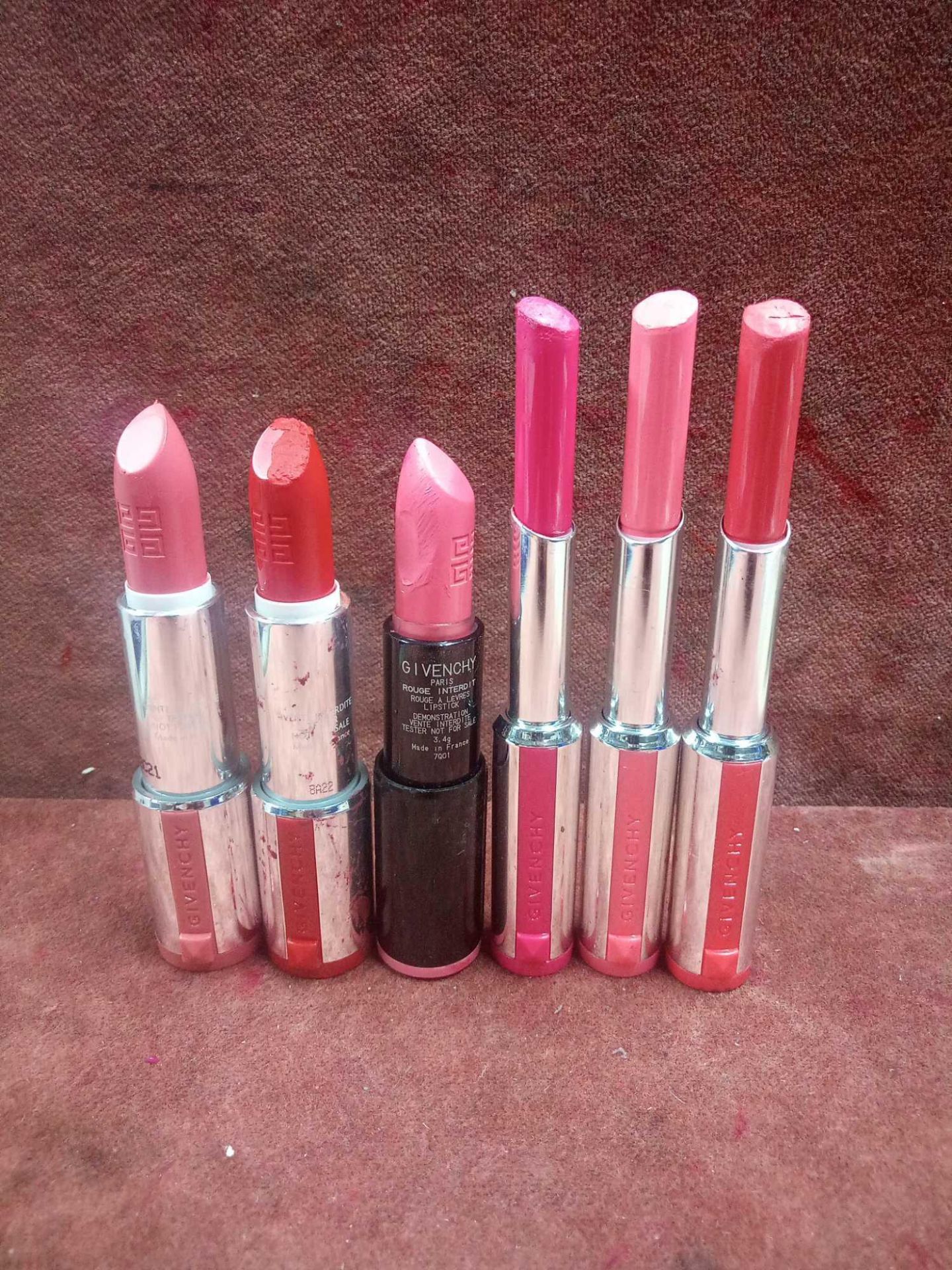 RRP £200 Lot To Contain 6 Testers Of Givenchy Lipsticks In Assorted Shades Ex-Display